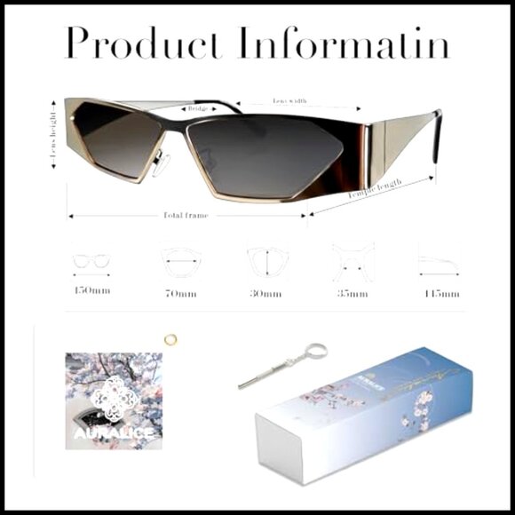 Retro Narrow Cat Eye Sunglasses with Metal Frames and UV Protection main image 4